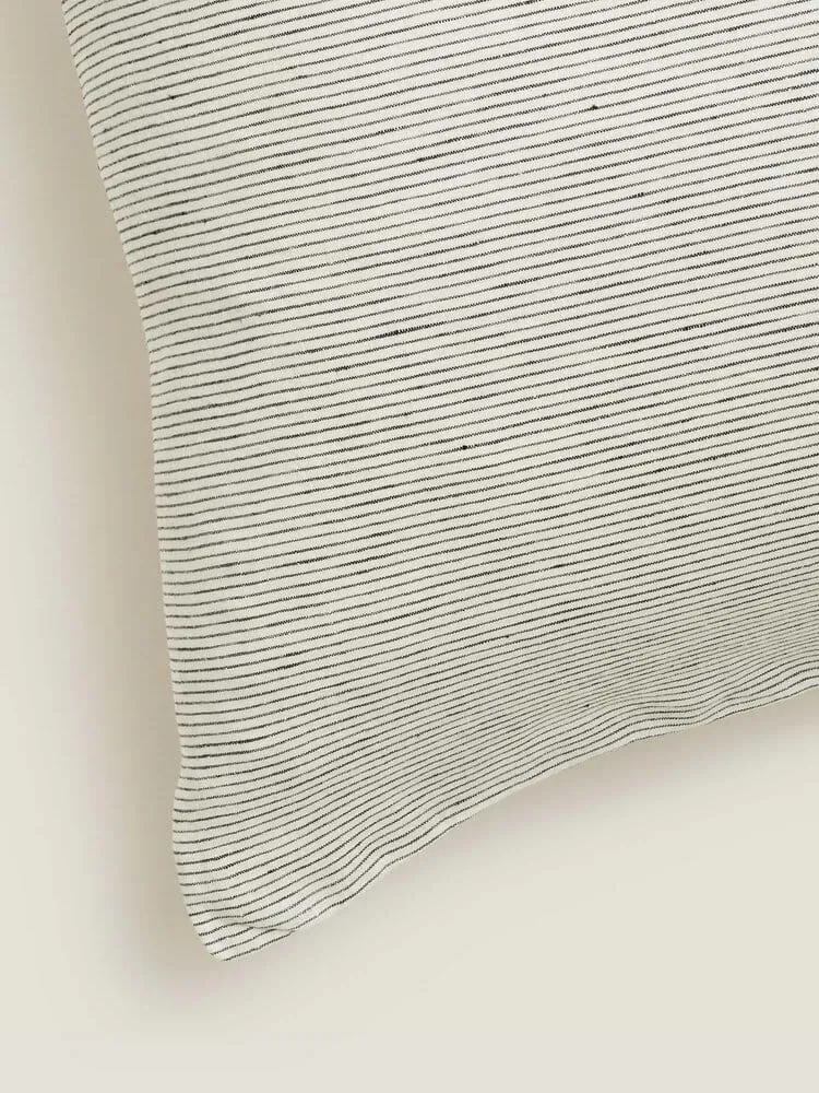 100% Linen European Pillowcase Set (of two) in Pencil Stripes