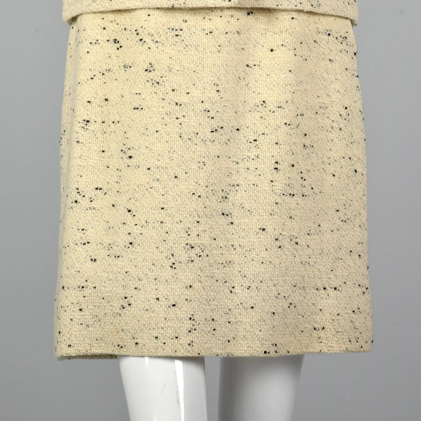 1960s Cream Skirt Suit with Navy Blue Flecks