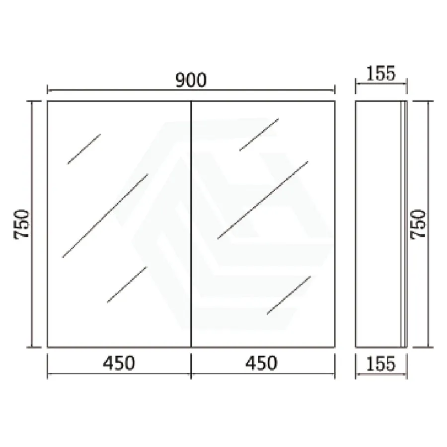 450/600/750/900/1200/1500mm PVC Pencil Edge Gloss White Shaving Cabinet With Mirror Polyurethane White Tempered Glass Shelves