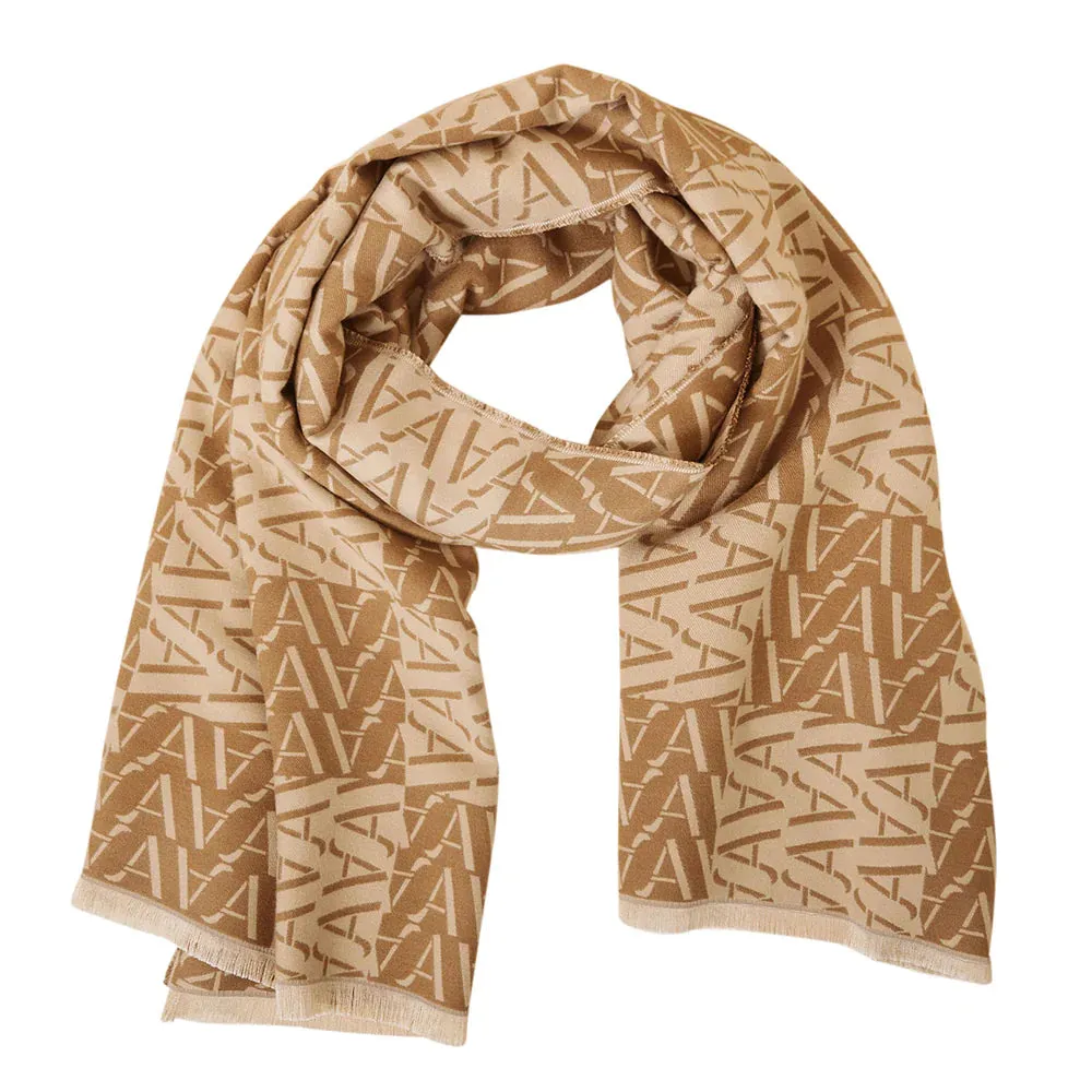 Accessorize London Women's Camel Monogram Jacquard Blanket