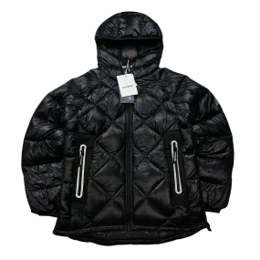 And Wander Black Pertex Diamond Quilted Hooded Puffer Jacket - Medium