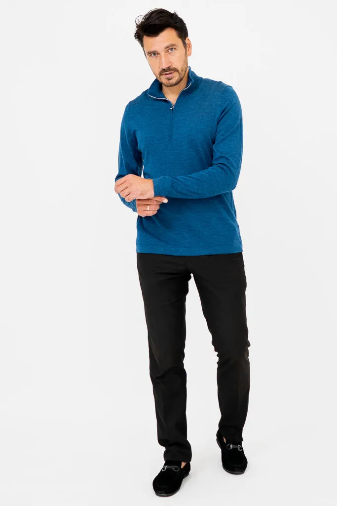 Andrew Sweater, Blue Peri, Merino Wool