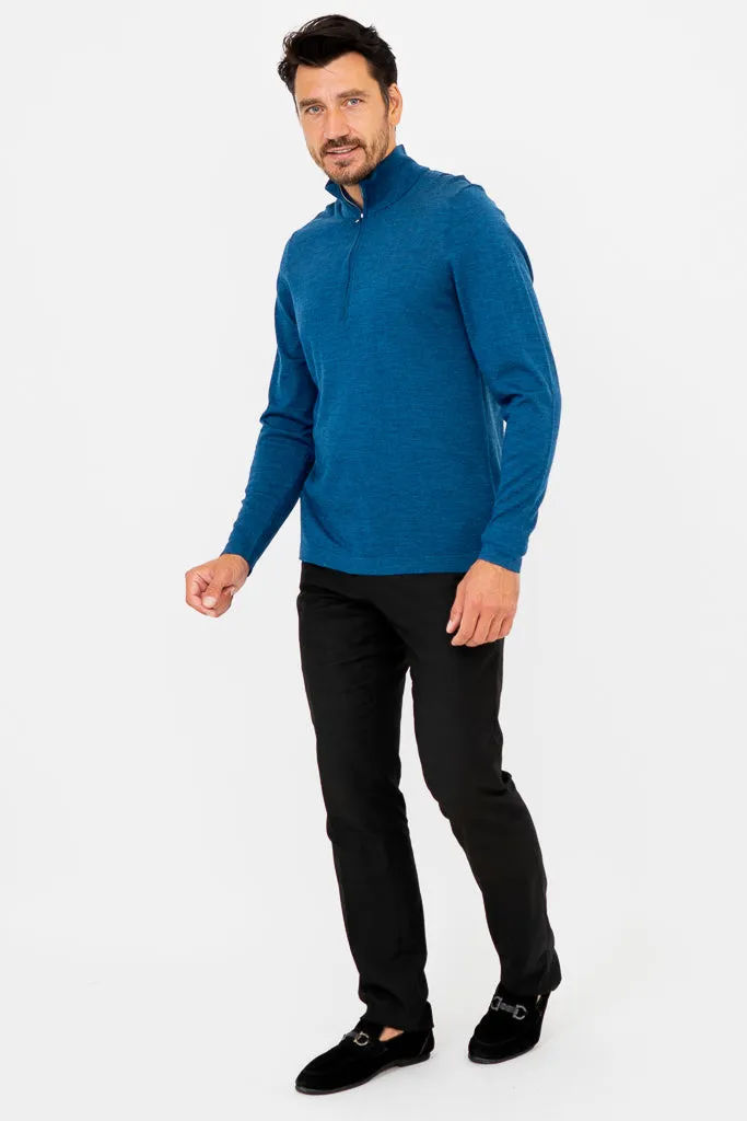 Andrew Sweater, Blue Peri, Merino Wool