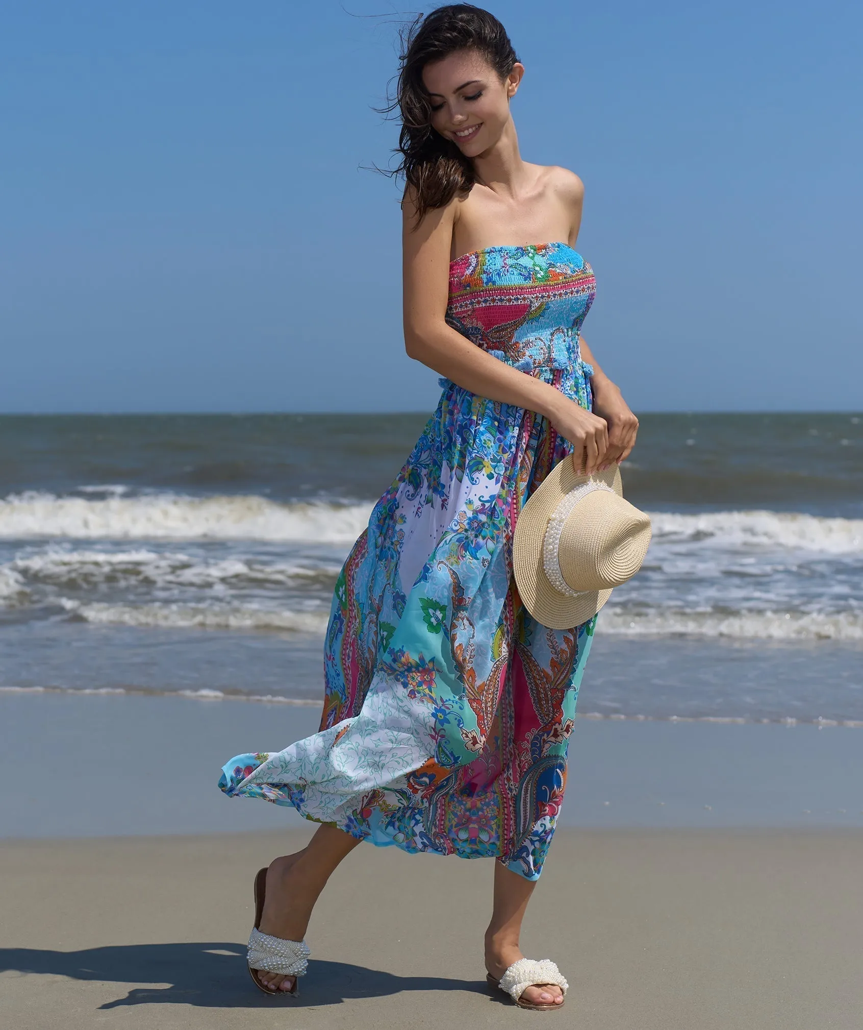 Aquamarine Strapless Maxi Dress