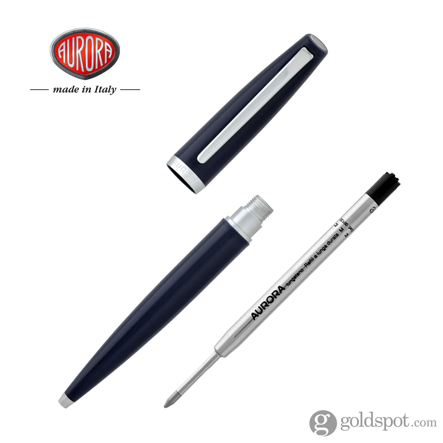 Aurora Style Resin Ballpoint Pen in Blue with Chrome Trim