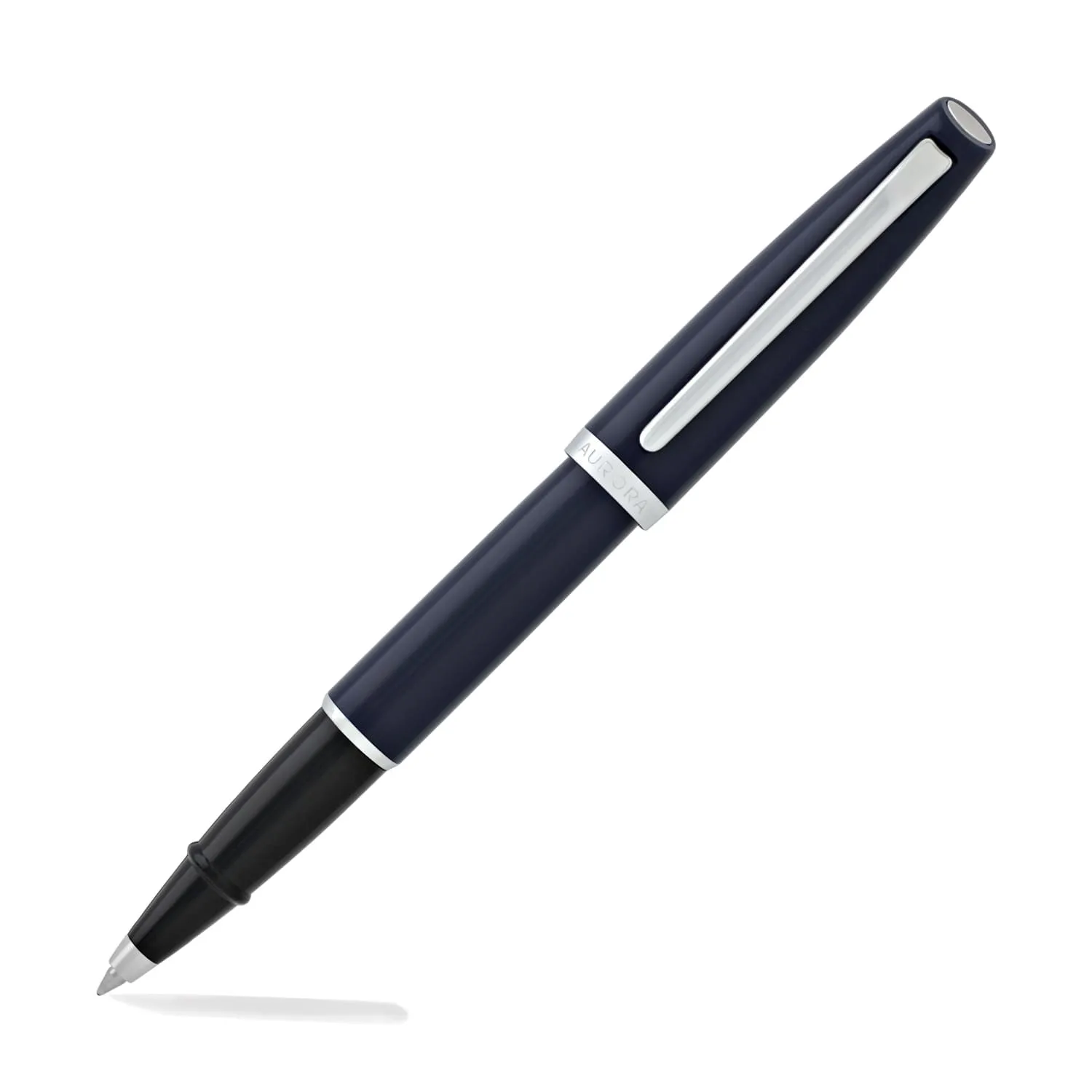 Aurora Style Resin Rollerball Pen in Blue with Chrome Trim