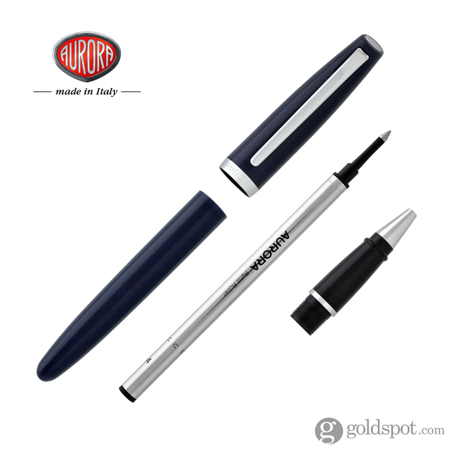 Aurora Style Resin Rollerball Pen in Blue with Chrome Trim