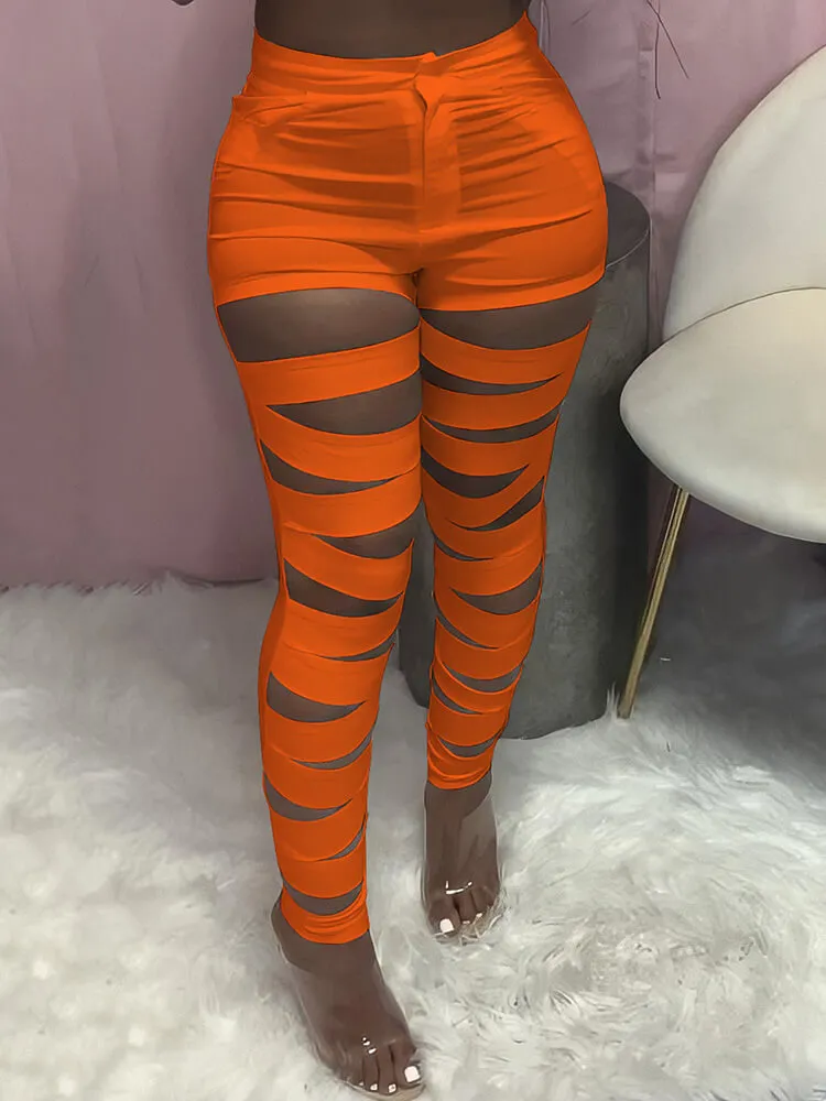 Bandage Cut Out High Waist Bodycon Pants