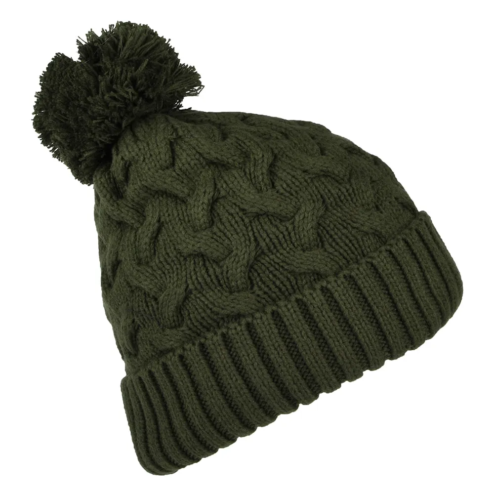 Barbour Hats Gainford Cable Knit Bobble Hat - Olive