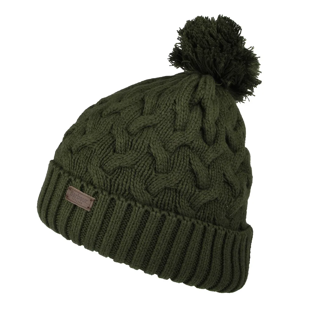 Barbour Hats Gainford Cable Knit Bobble Hat - Olive