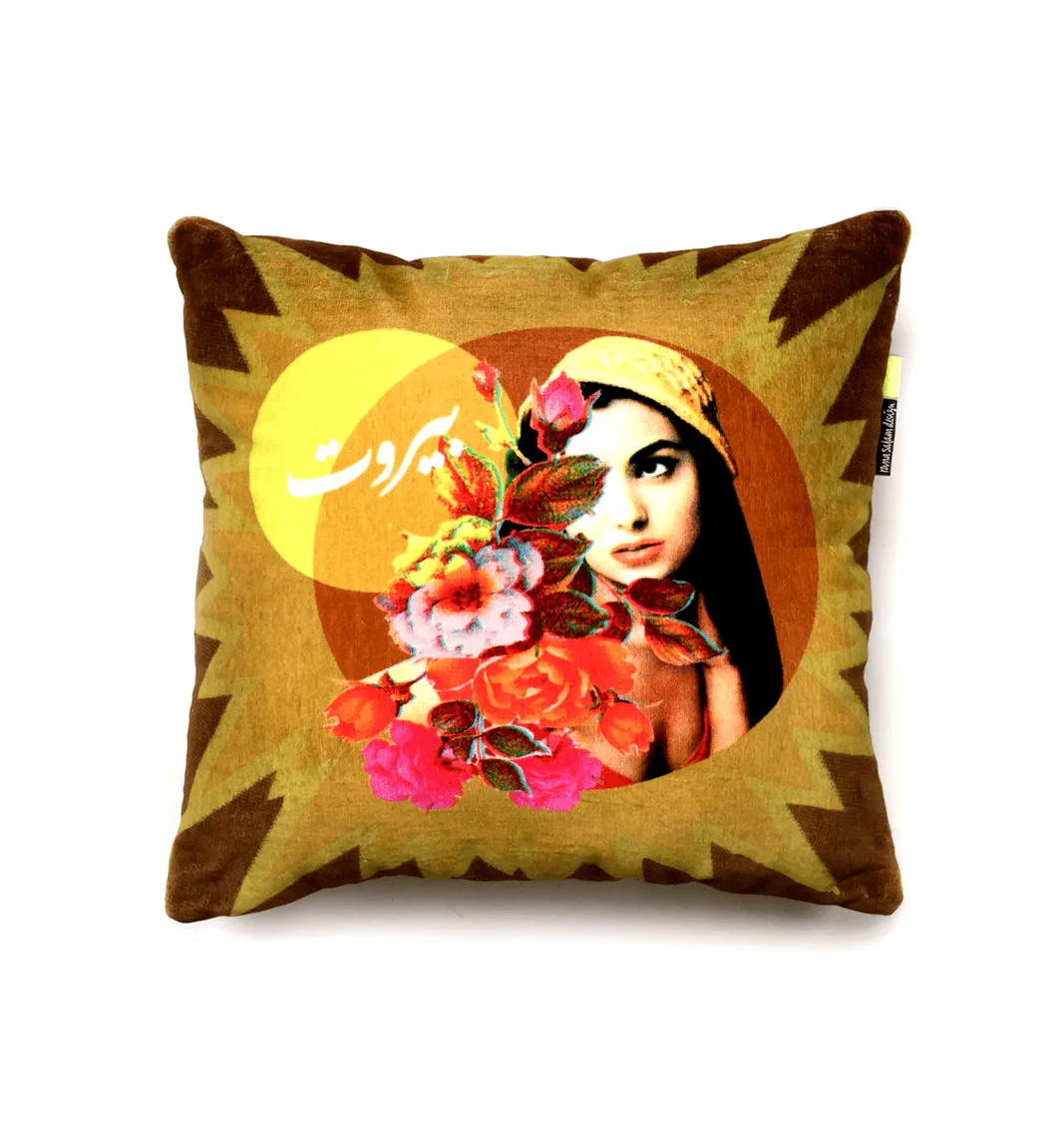 Beirut Girl Yellow Flash | Velvet Cushion