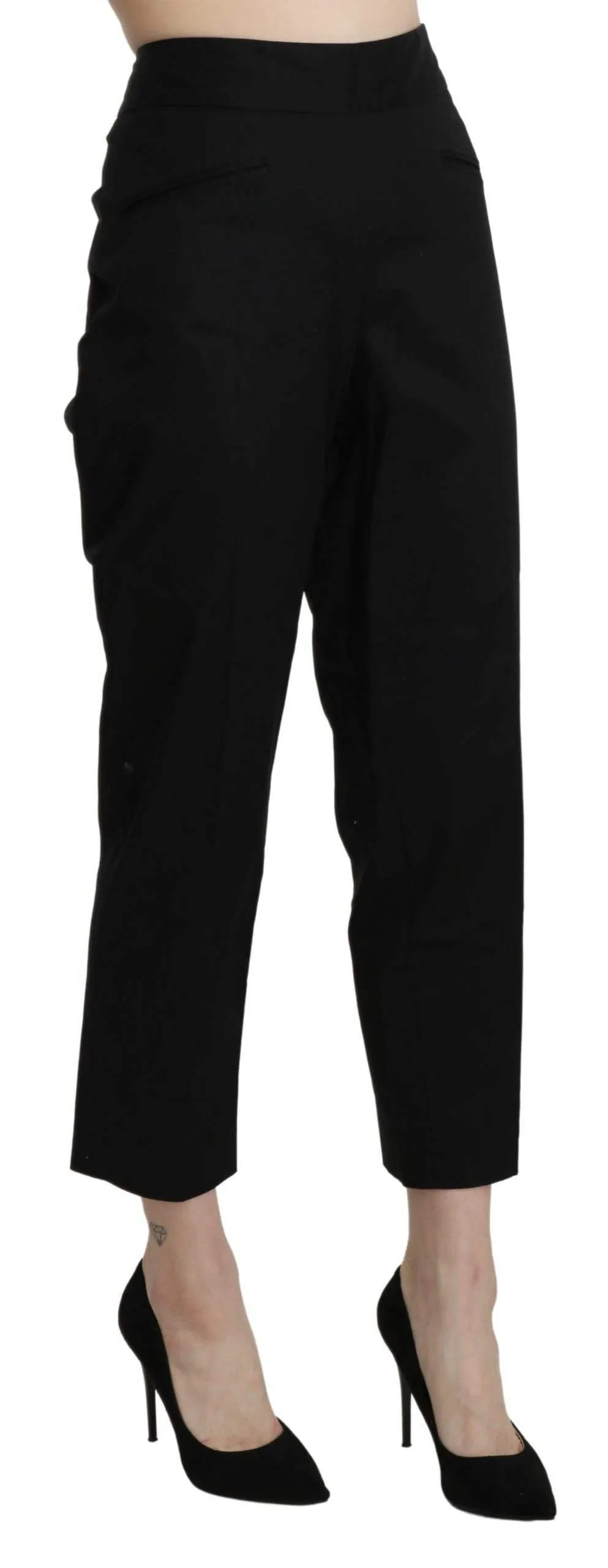 BENCIVENGA  High Waist Straight Cropped Dress Pants