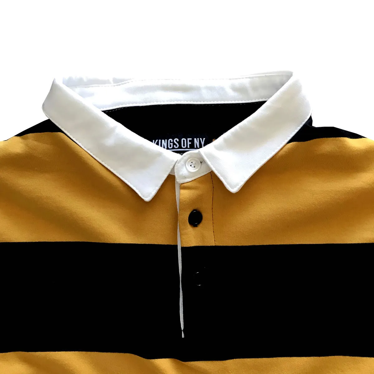 Black and Yellow Comfortable Stretch Short Sleeve Striped Men's Rugby Shirt