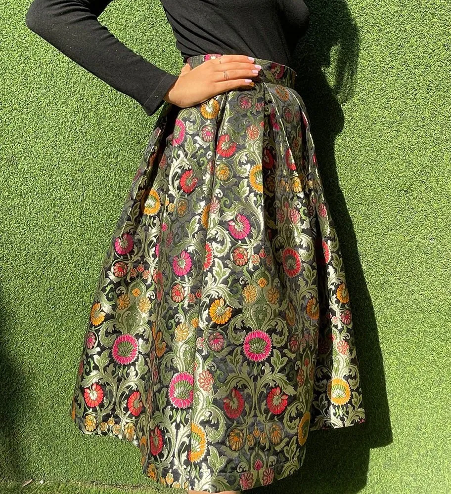 Black Banarasi Kim Khwab Skirt