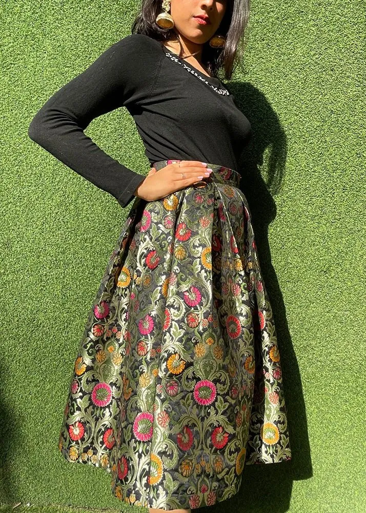 Black Banarasi Kim Khwab Skirt