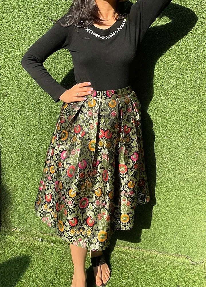 Black Banarasi Kim Khwab Skirt