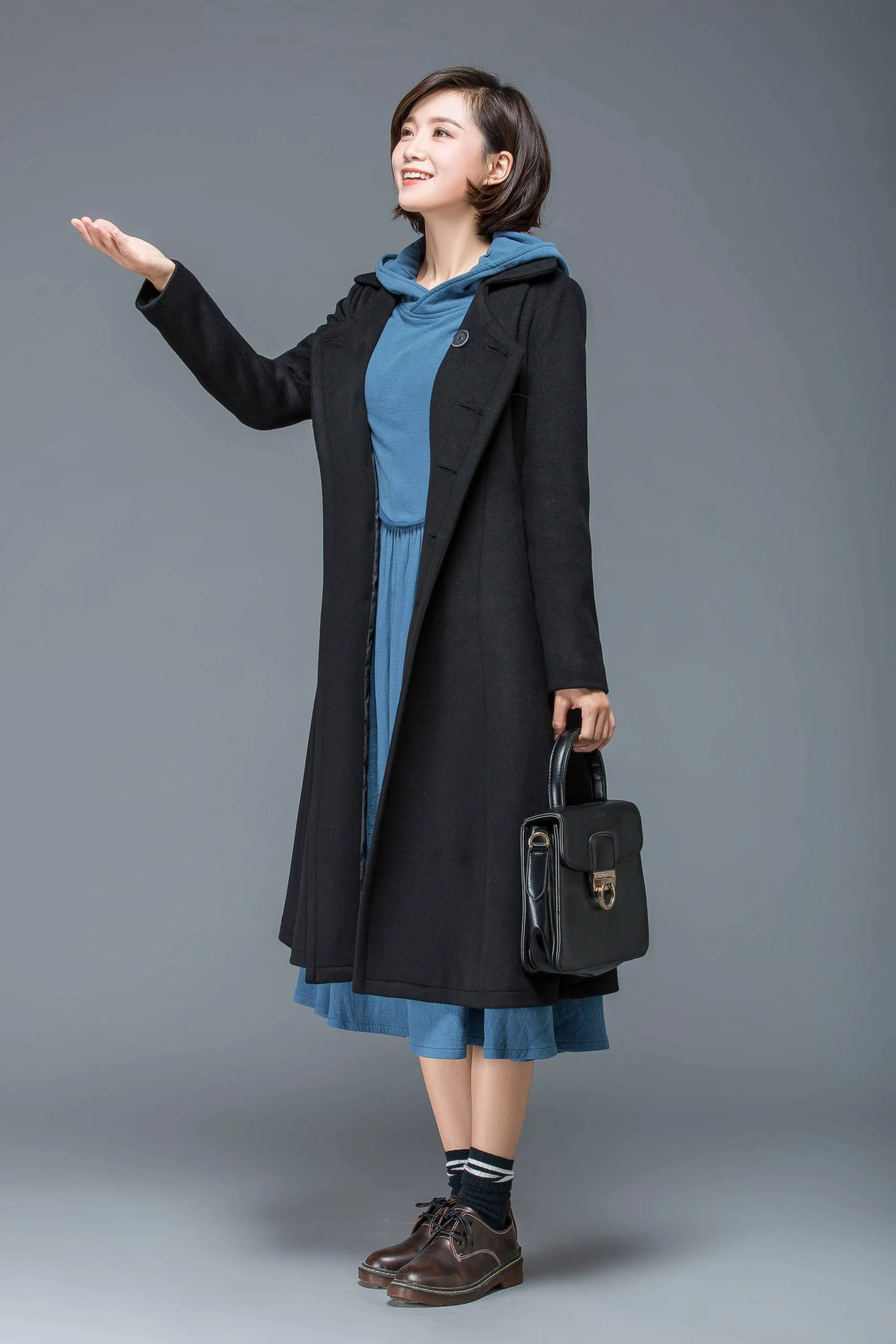 Black coat, wool coat, warm coat, long coat, winter coat, long coat, midi coat, womens coat, ladies coats, classic coat, custom C1167