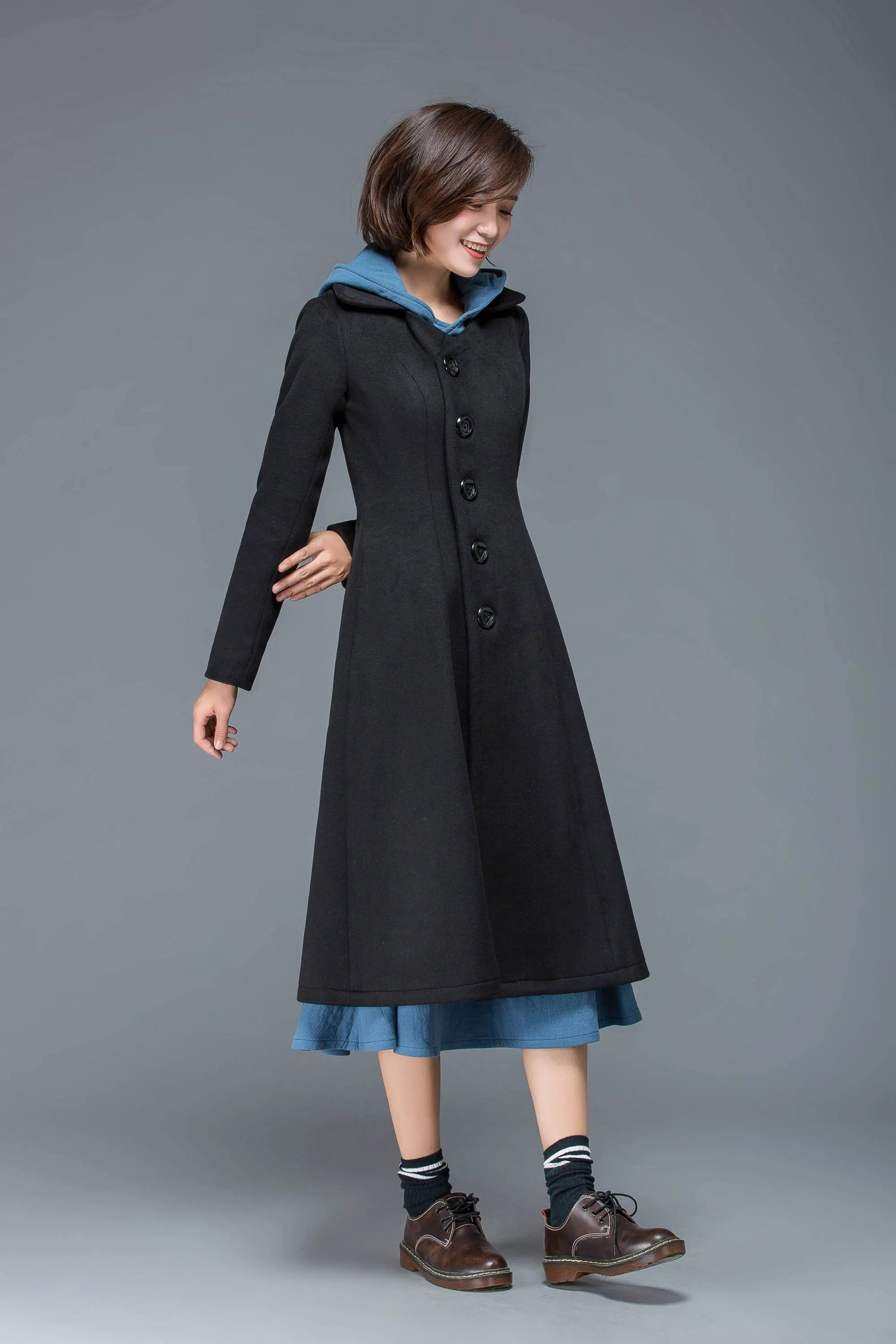 Black coat, wool coat, warm coat, long coat, winter coat, long coat, midi coat, womens coat, ladies coats, classic coat, custom C1167