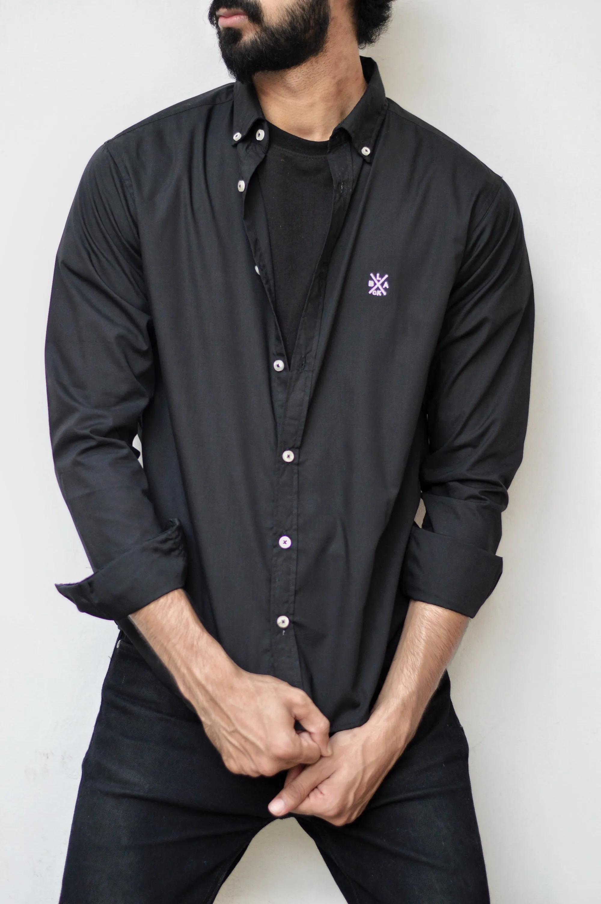 BLACK EMBROIDERY SHIRT