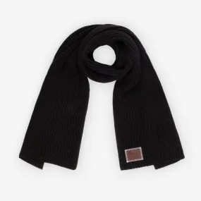 Black Flat Knit Scarf