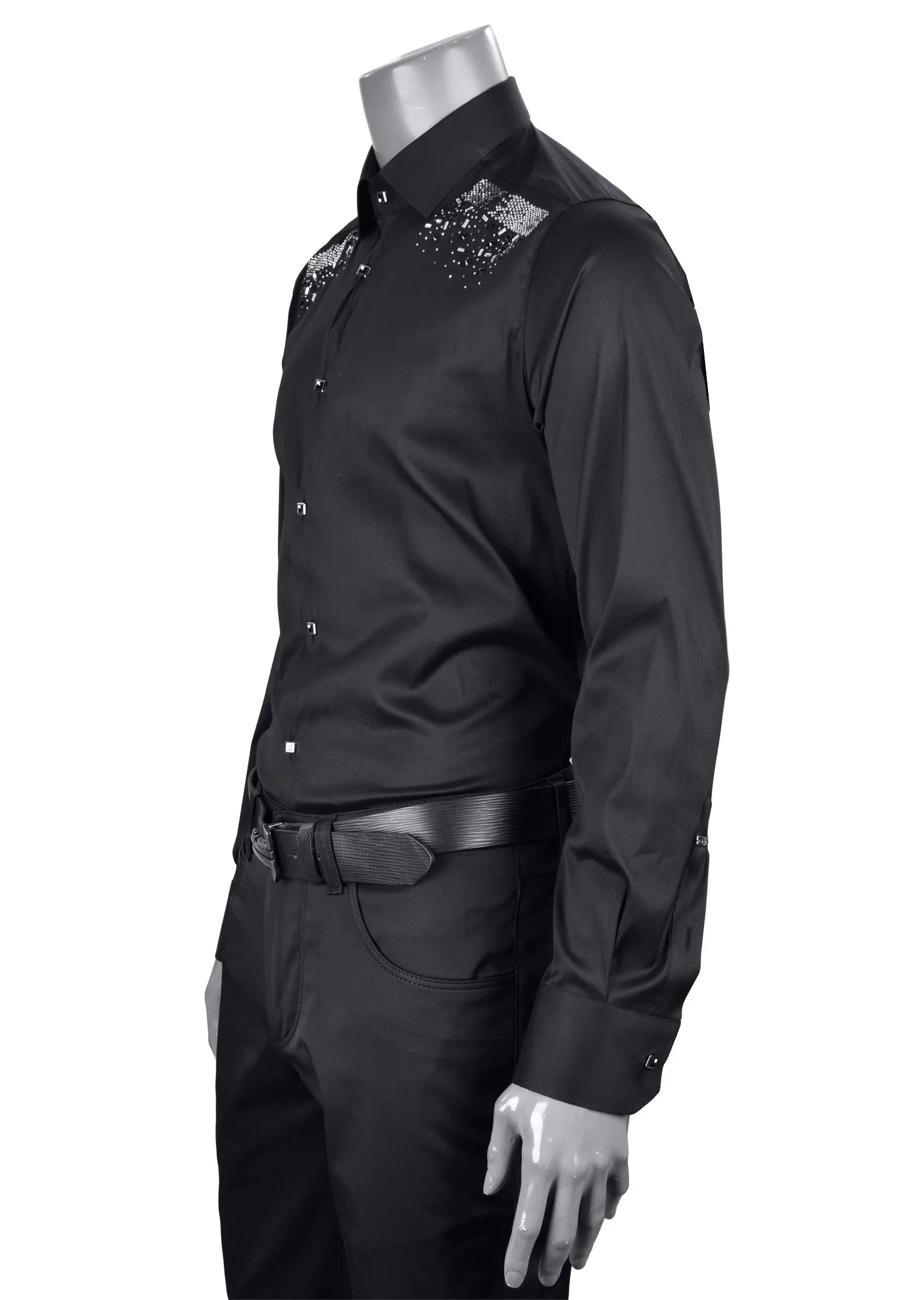 Black Rhinestone Federico Shirt