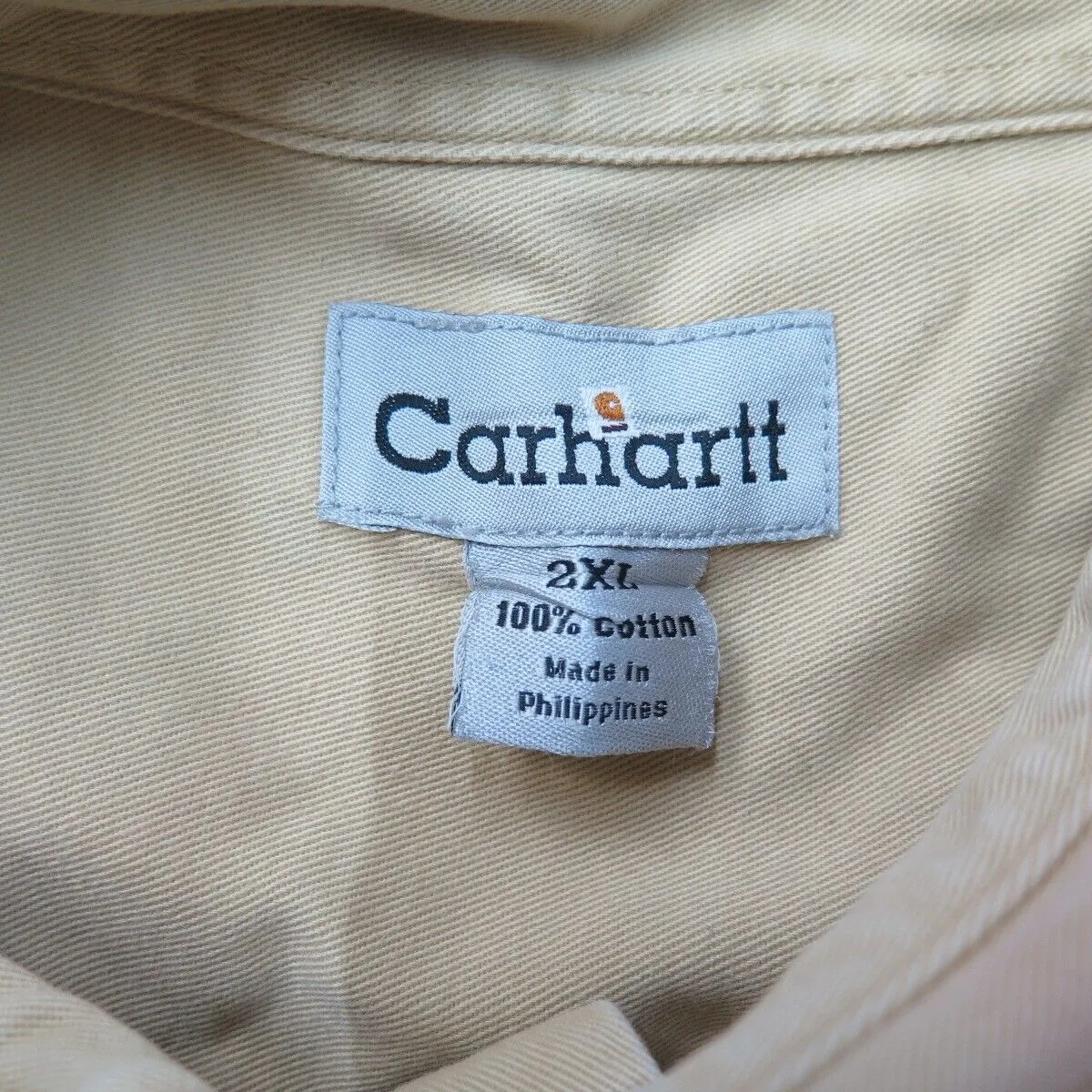 Carhartt Shirt Men 2XL Brown Long Sleeve Button Down Casual 100%Cotton Work Wear