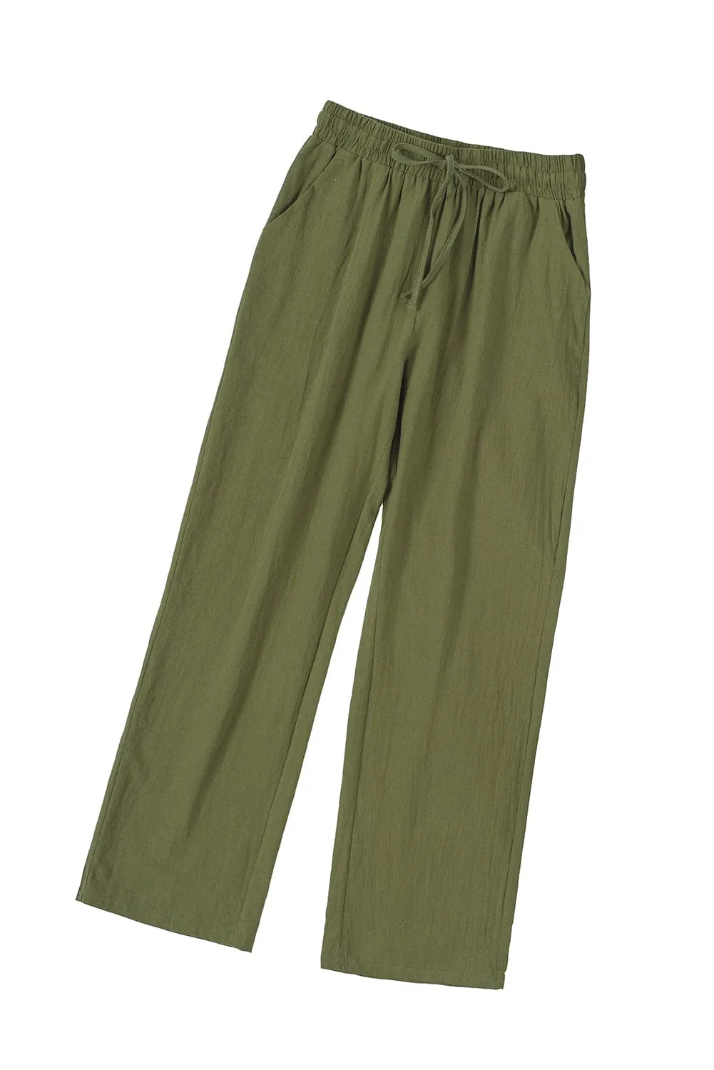 Casual High Waist Solid Color Wide Leg Pants