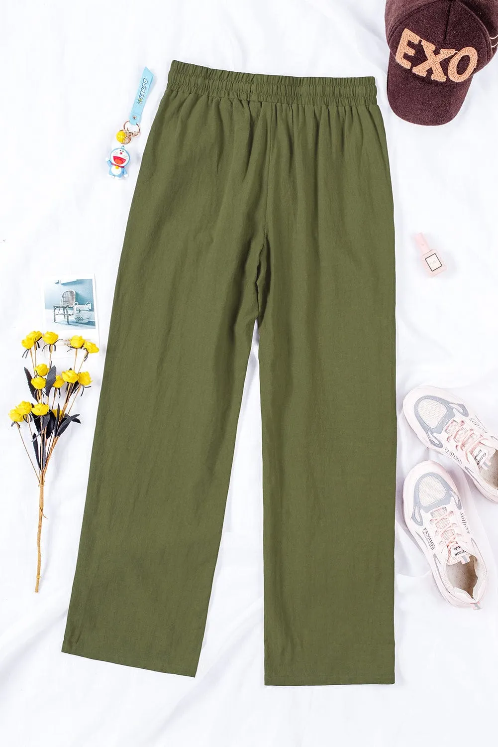 Casual High Waist Solid Color Wide Leg Pants