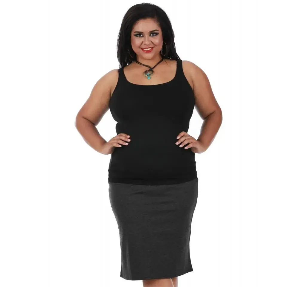 Chic Plus Size Curve-Enhancing Knee-Length Pencil Skirt