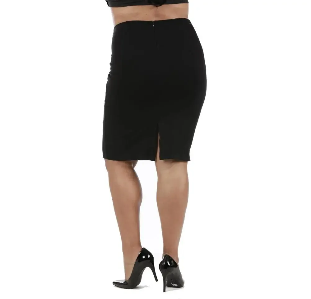 Chic Plus Size Curve-Enhancing Knee-Length Pencil Skirt