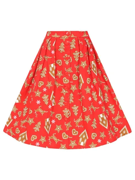 Collectif Josualda Ginger Cookies Swing Skirt Christmas