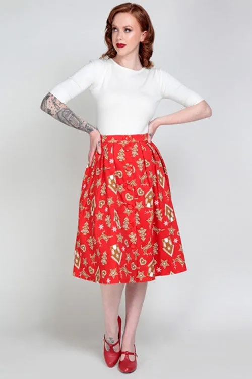 Collectif Josualda Ginger Cookies Swing Skirt Christmas