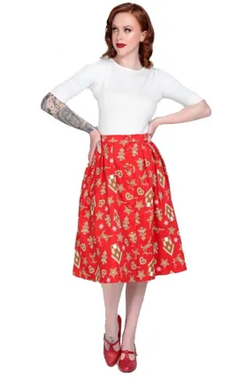 Collectif Josualda Ginger Cookies Swing Skirt Christmas