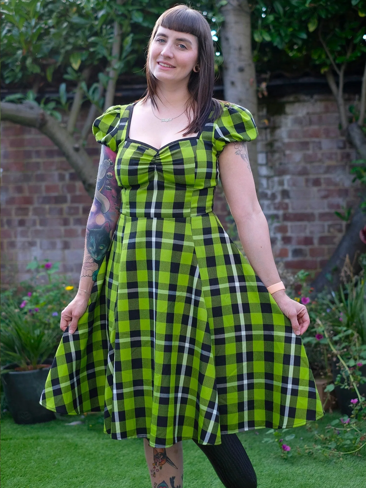 Collectif Mimi Swing Dress in Frogs Breath Tartan