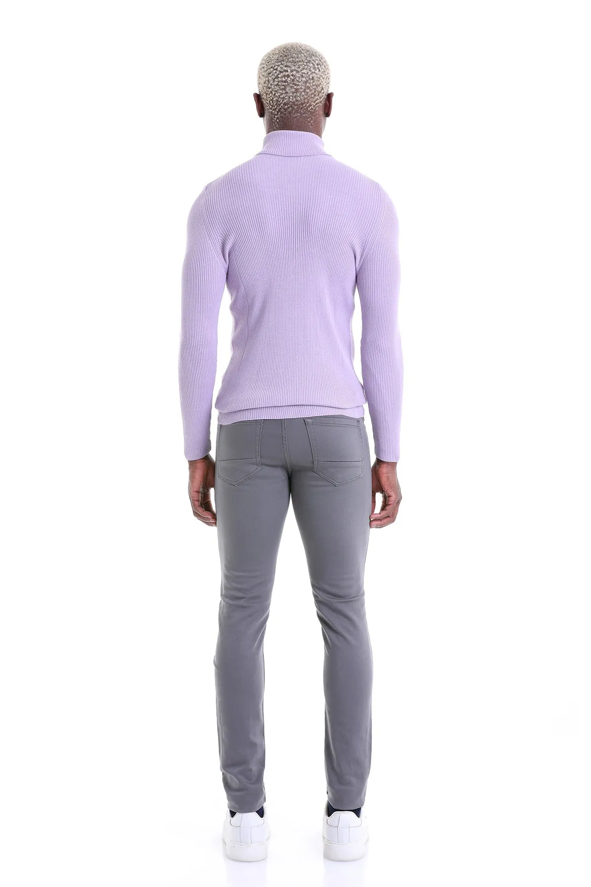 Comfort Fit Wool Blend Lilac Turtleneck Sweater