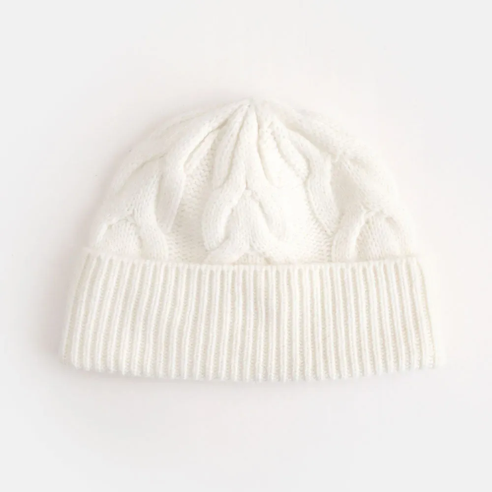 Cream Cashmere Cable Knit Hat