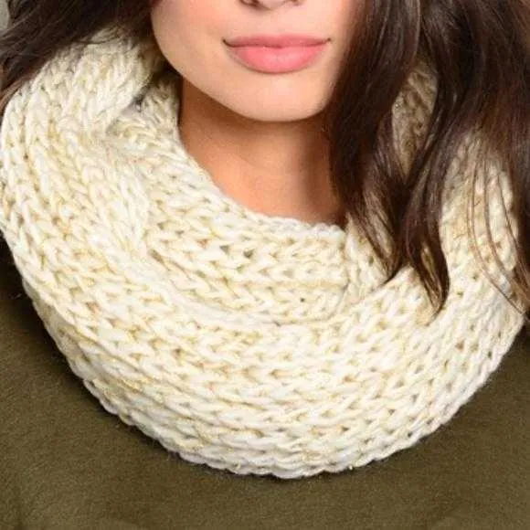 Cream Knit Infinity Scarf