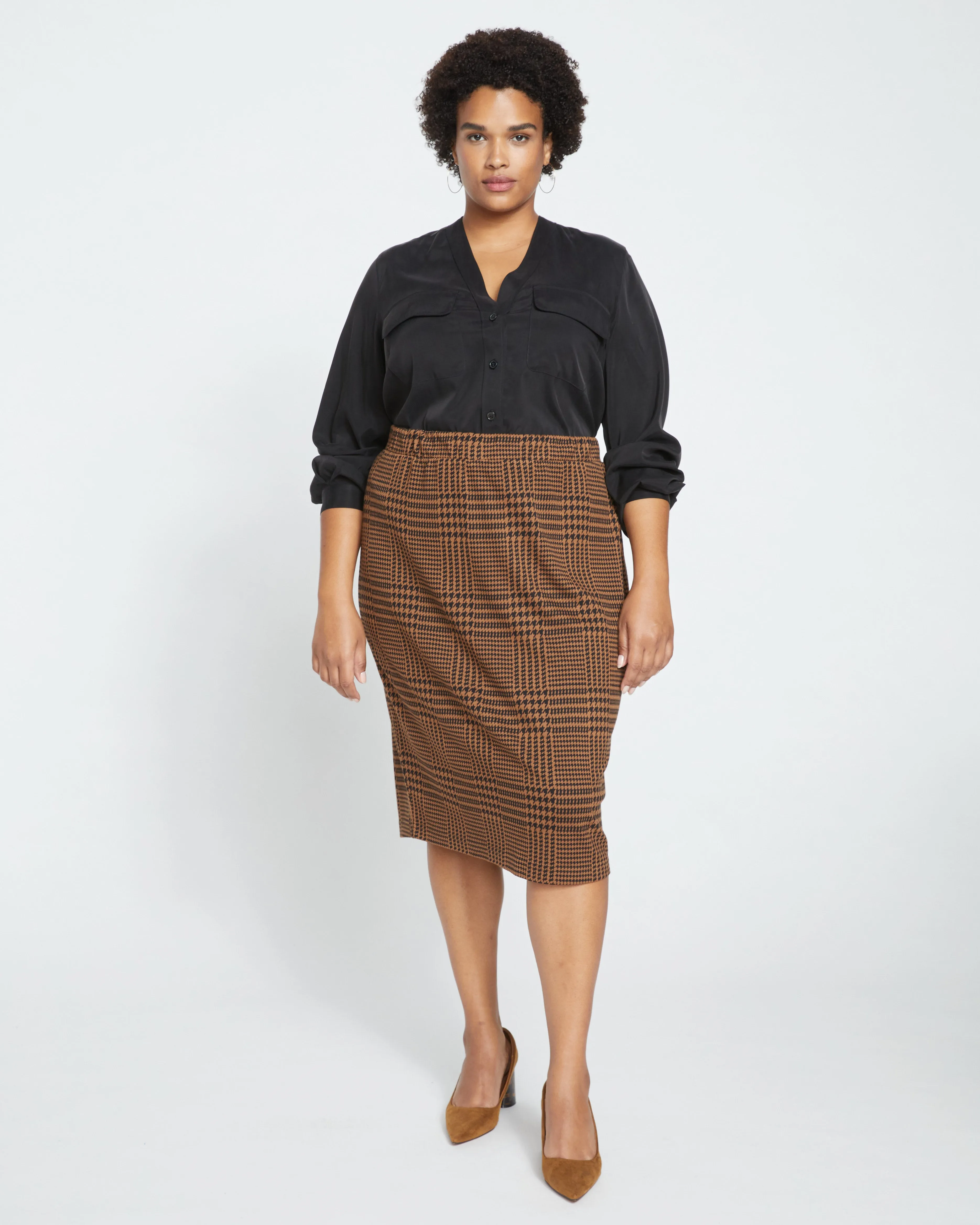 Danube Ponte Skirt - Autumn Houndstooth Jacquard