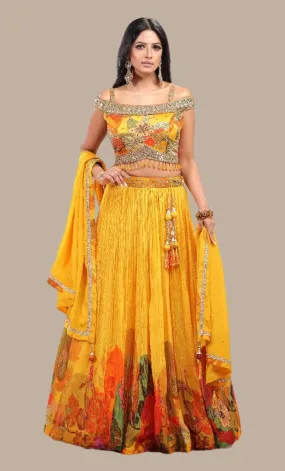 Deep Mustard Embroidered Choli Set