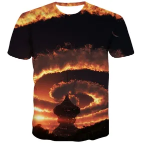 Dizziness T-shirt Men Abstract Tshirts Cool Sun T-shirts Graphic Sunset Glow T-shirts 3d