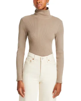 Donni Ribbed Jersey Turtleneck Top