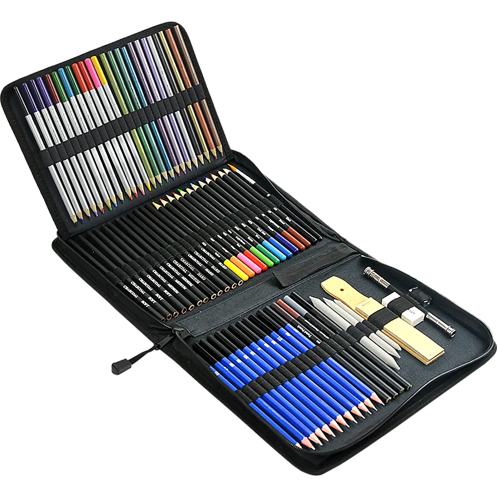 Eco-Friendly 72-Pc Sketch and Colour Pencil Set with Case