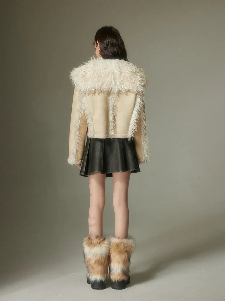 Eco-friendly Fur Distressed Leather Jacket【s0000004254】