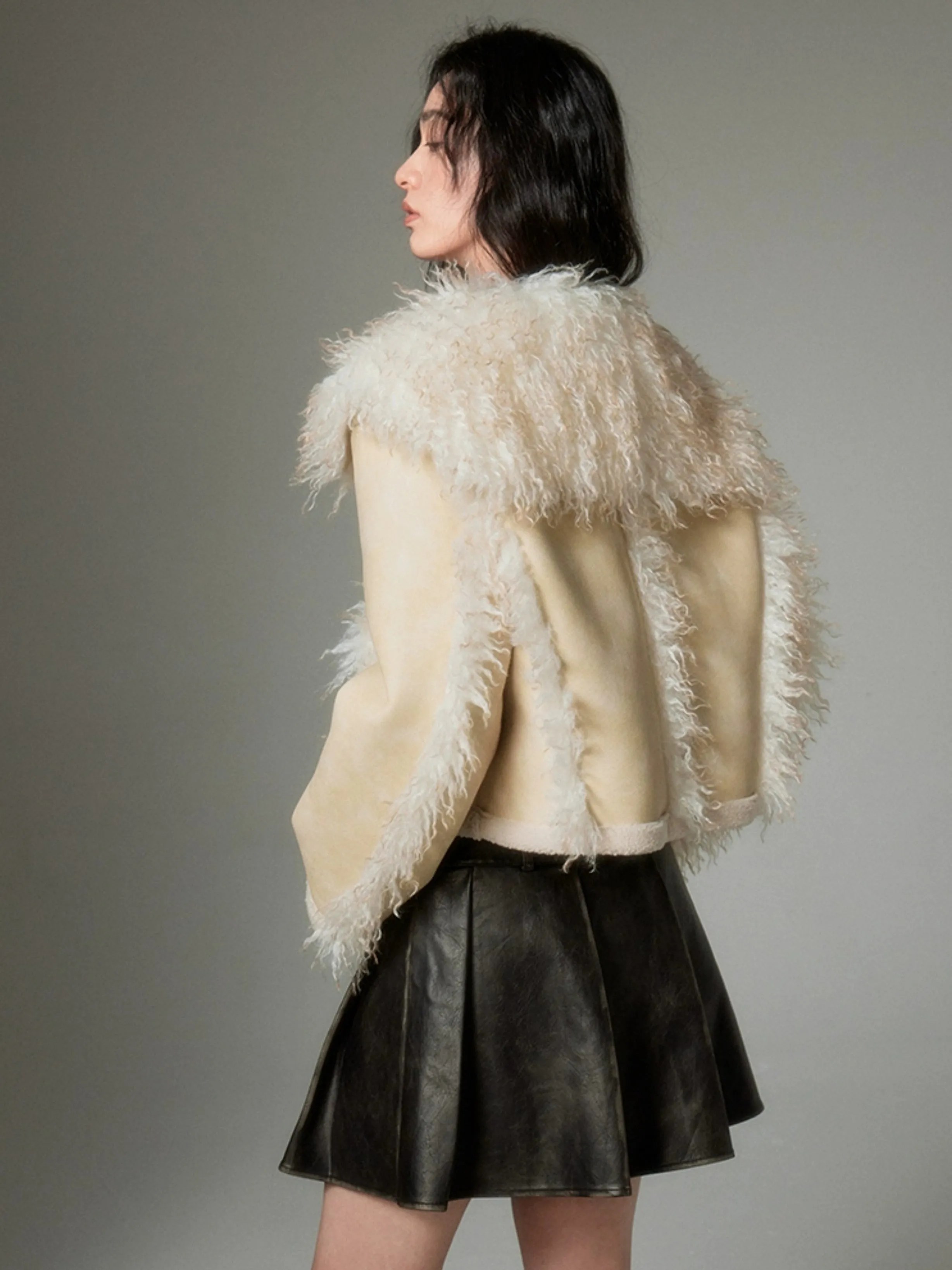 Eco-friendly Fur Distressed Leather Jacket【s0000004254】