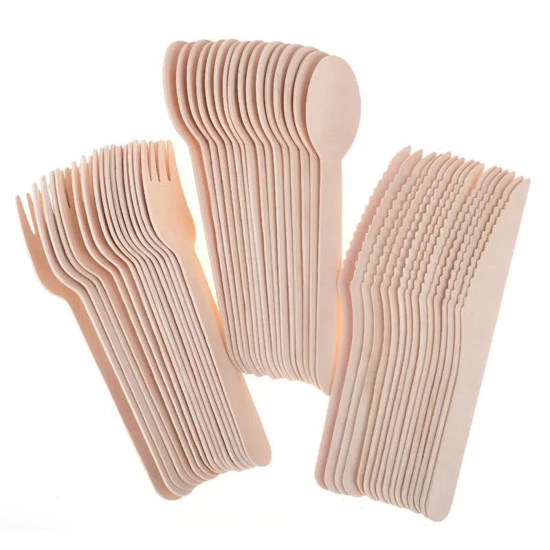 Eco-Friendly Wooden Mixed Cutlery Pack