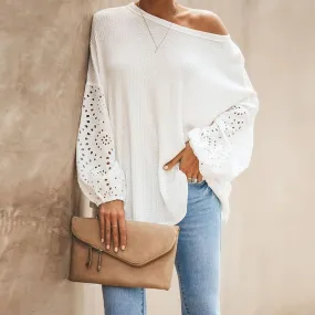 Elegant Embroidery Floral Hollow Out Blouse