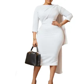 Elegantly Fitted Plus-Size Hemline Cinched Dress