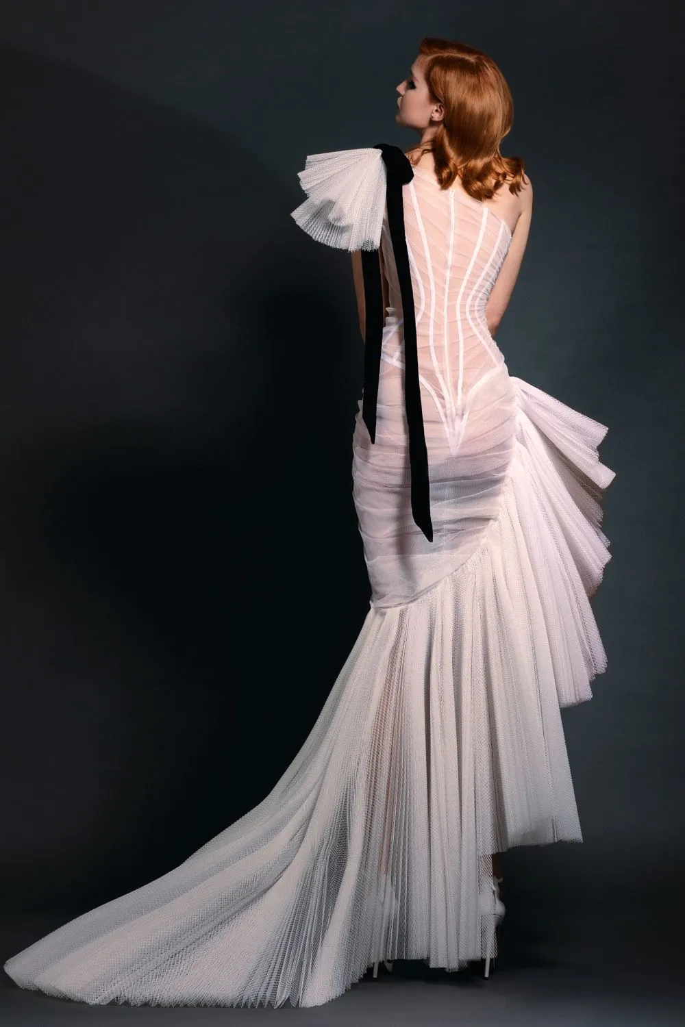 Exquisitely Draped Asymmetrical Gown