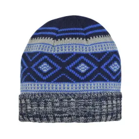 FAIRISLE KNIT CUFF HAT BLUE