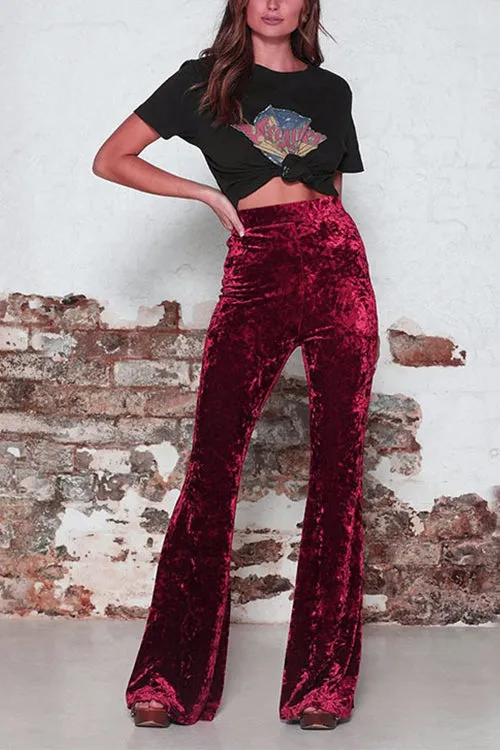 Febedress High Waist Flare Velvet Pants